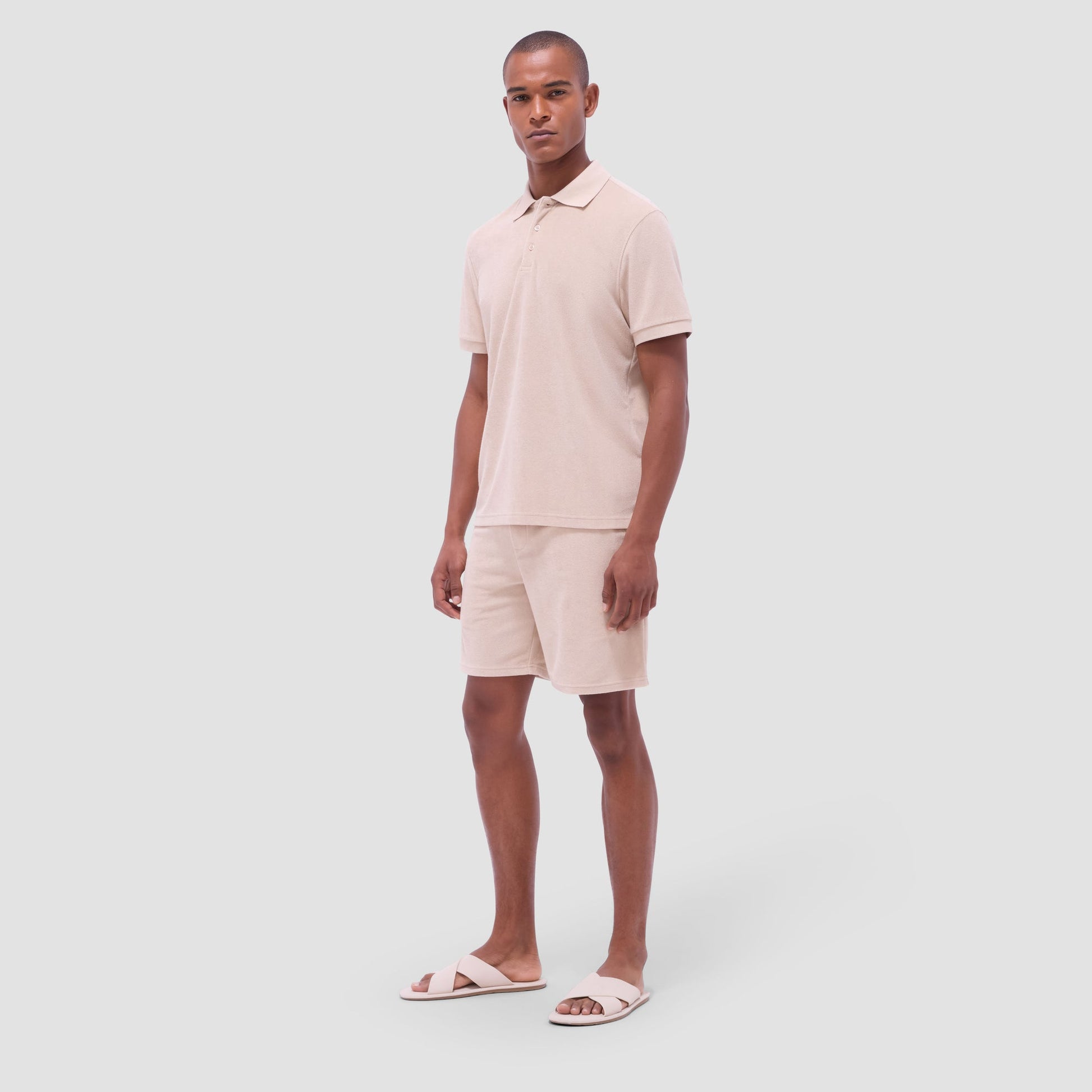 Bugatchi French Terry Polo Shirt Sand
