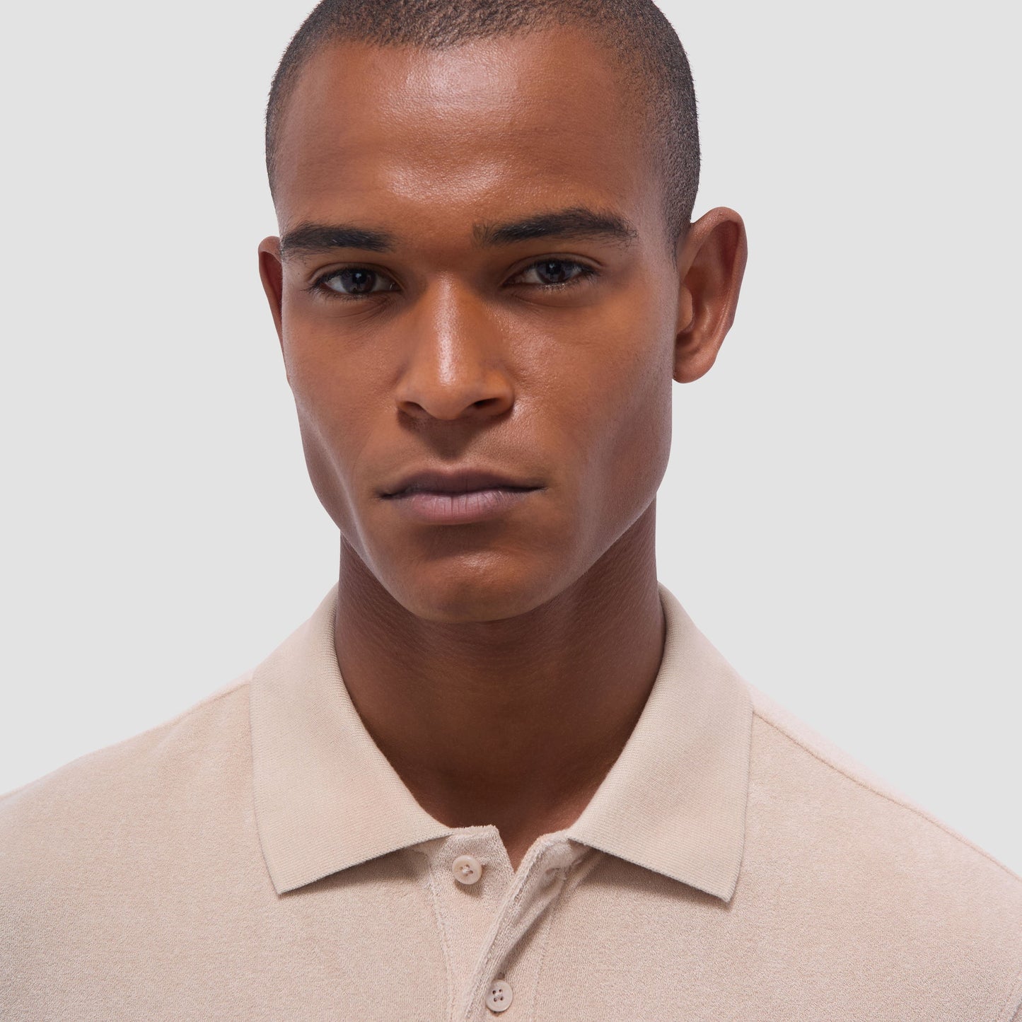 Bugatchi French Terry Polo Shirt Sand