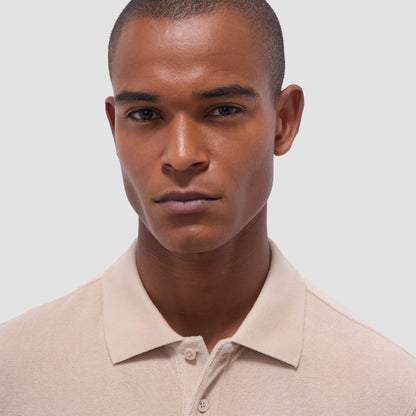 Bugatchi French Terry Polo Shirt Sand