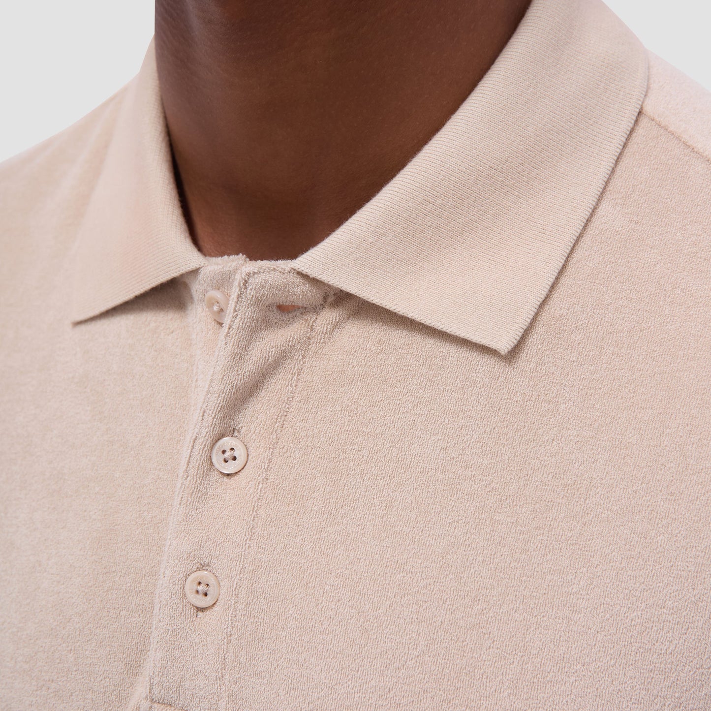 Bugatchi French Terry Polo Shirt Sand