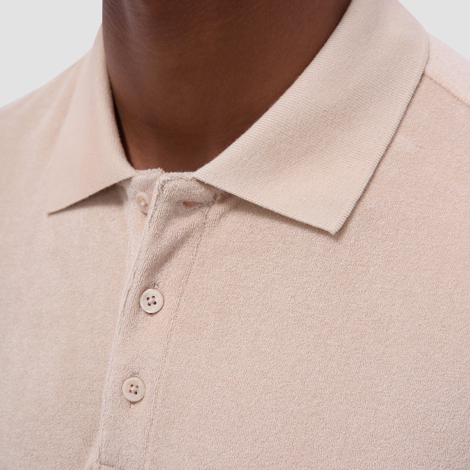 Bugatchi French Terry Polo Shirt Sand