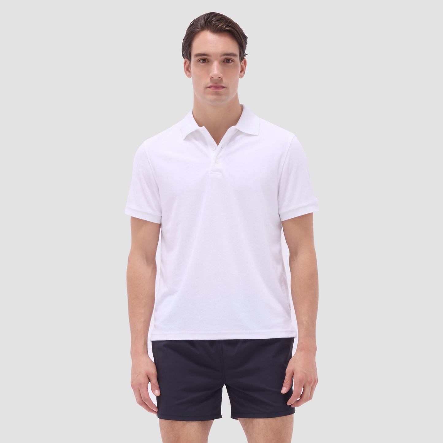 Bugatchi French Terry Polo Shirt White