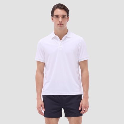 Bugatchi French Terry Polo Shirt White