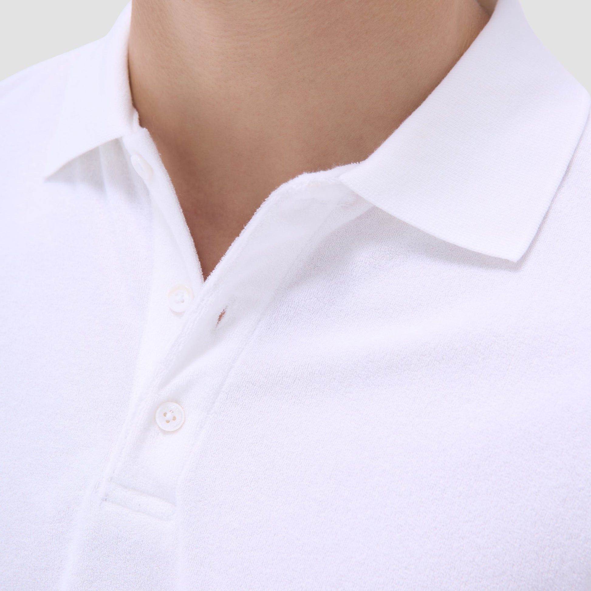 Bugatchi French Terry Polo Shirt White