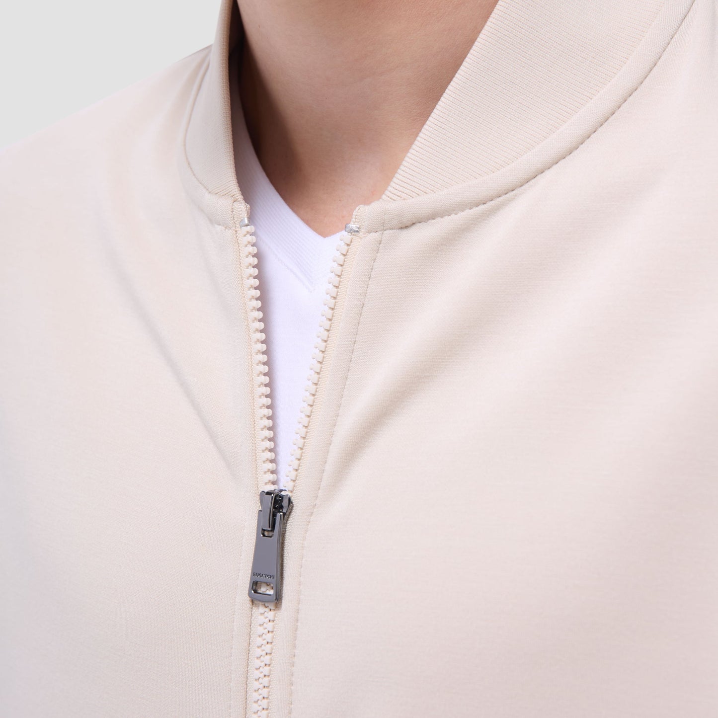 Bugatchi Soft Touch™ Solid Bomber Jacket Almond