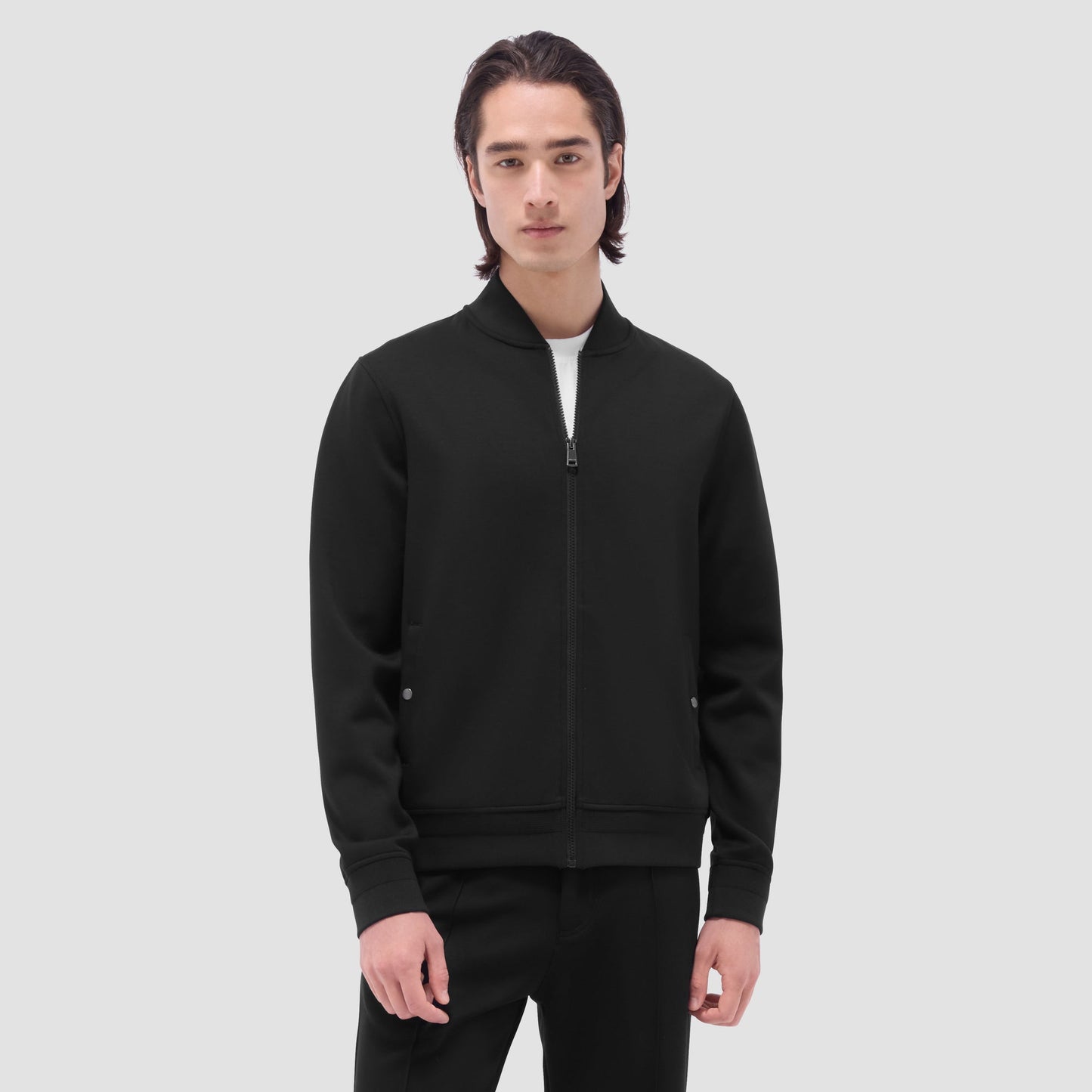 Bugatchi Soft Touch™ Solid Bomber Jacket Black