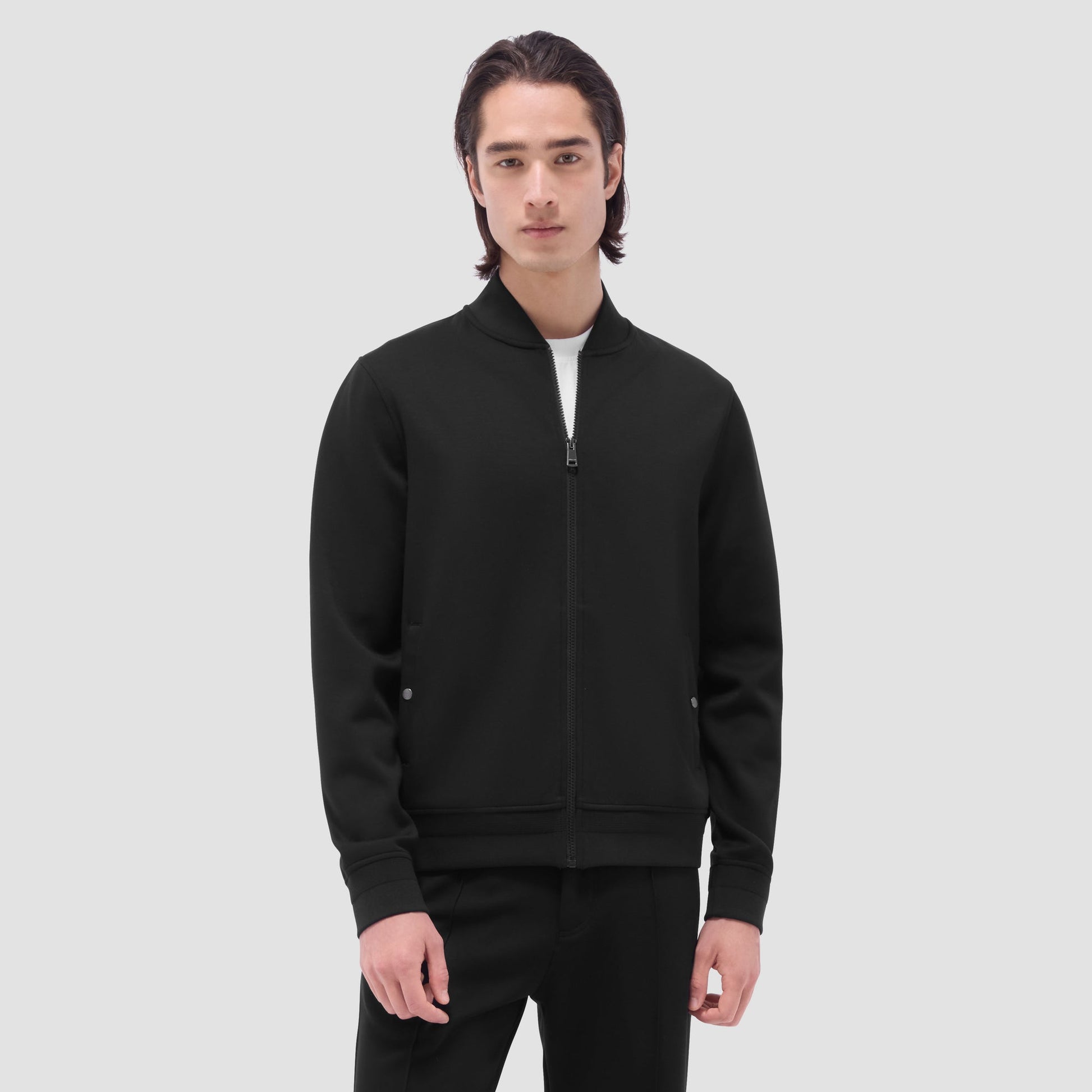 Bugatchi Soft Touch™ Solid Bomber Jacket Black