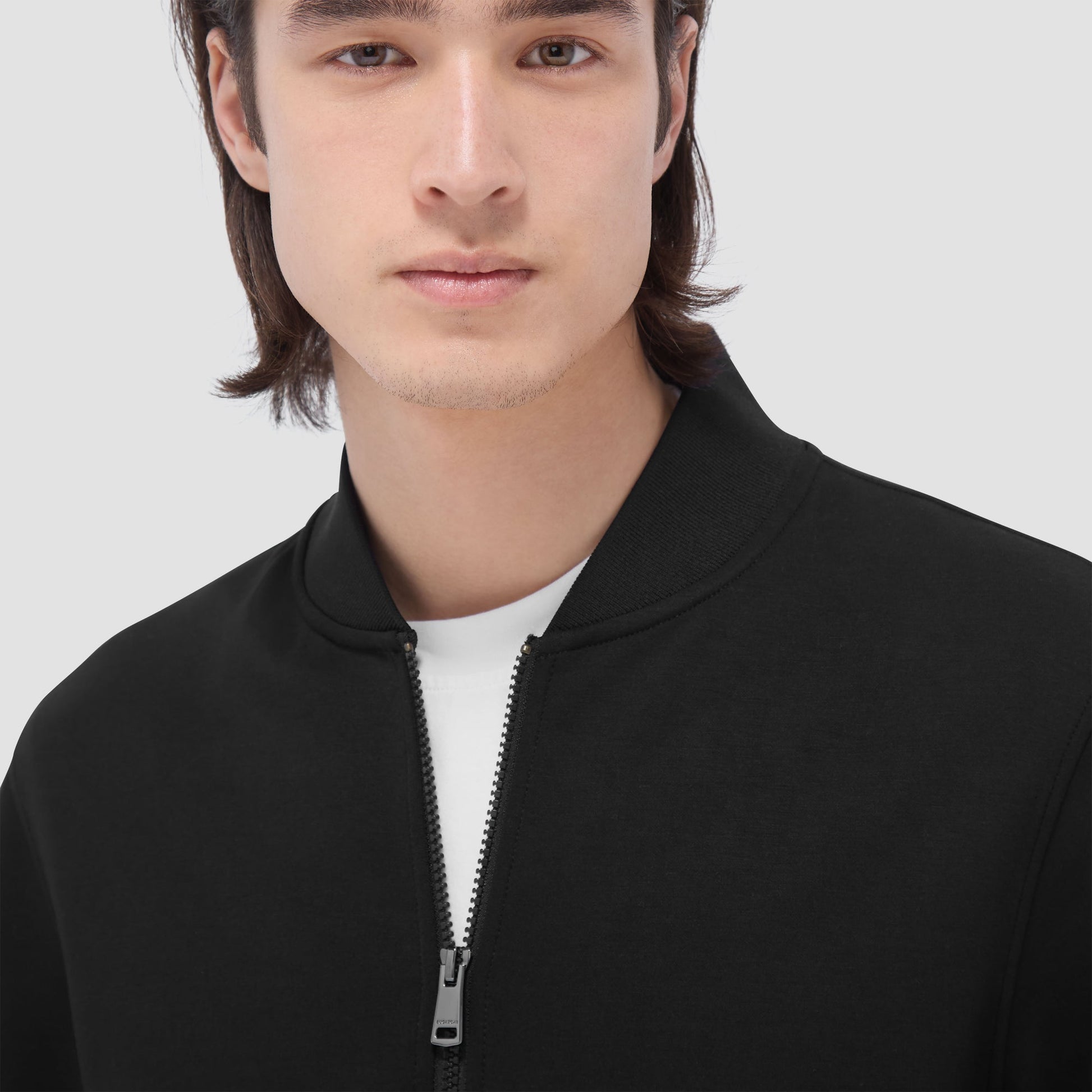 Bugatchi Soft Touch™ Solid Bomber Jacket Black