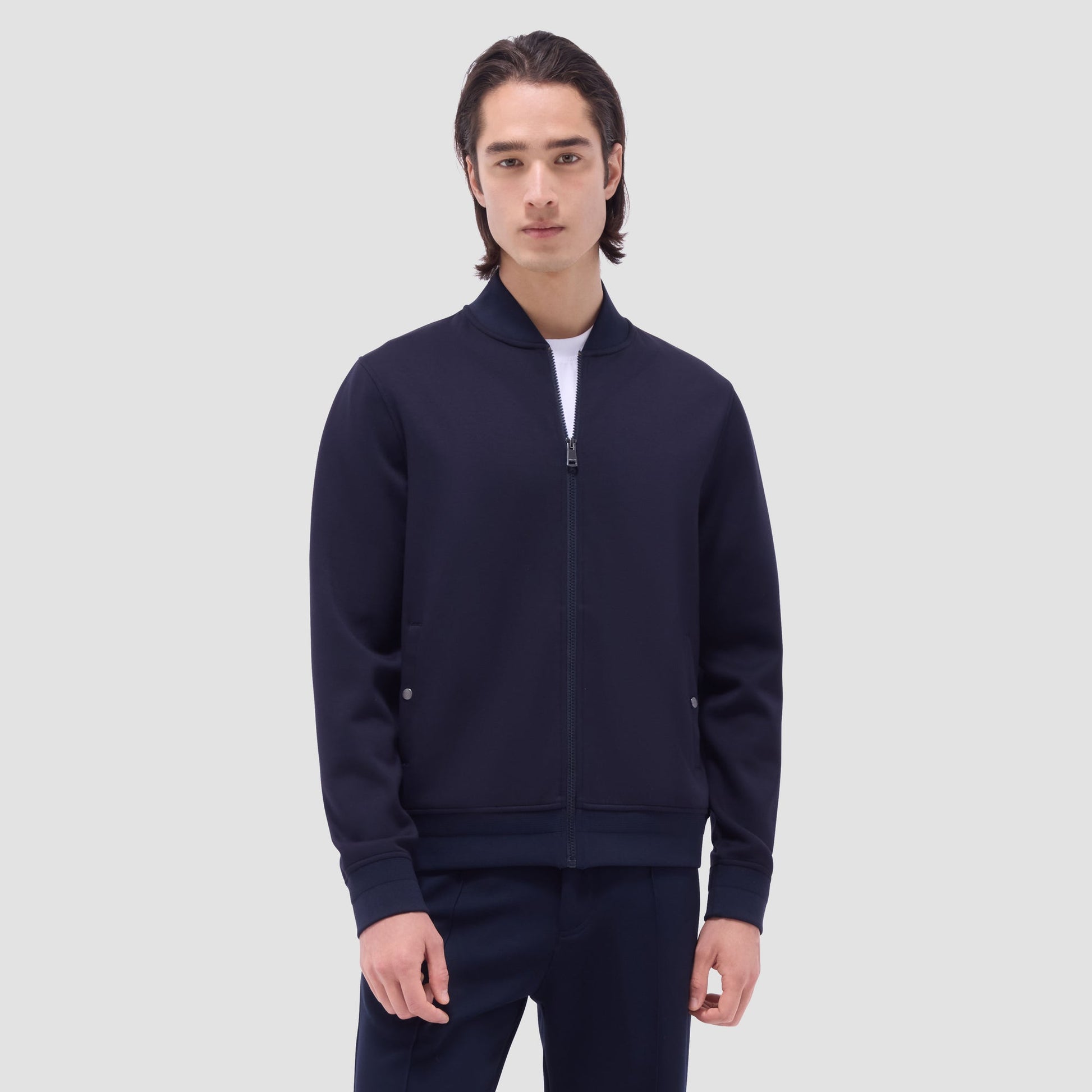 Bugatchi Soft Touch™ Solid Bomber Jacket Navy