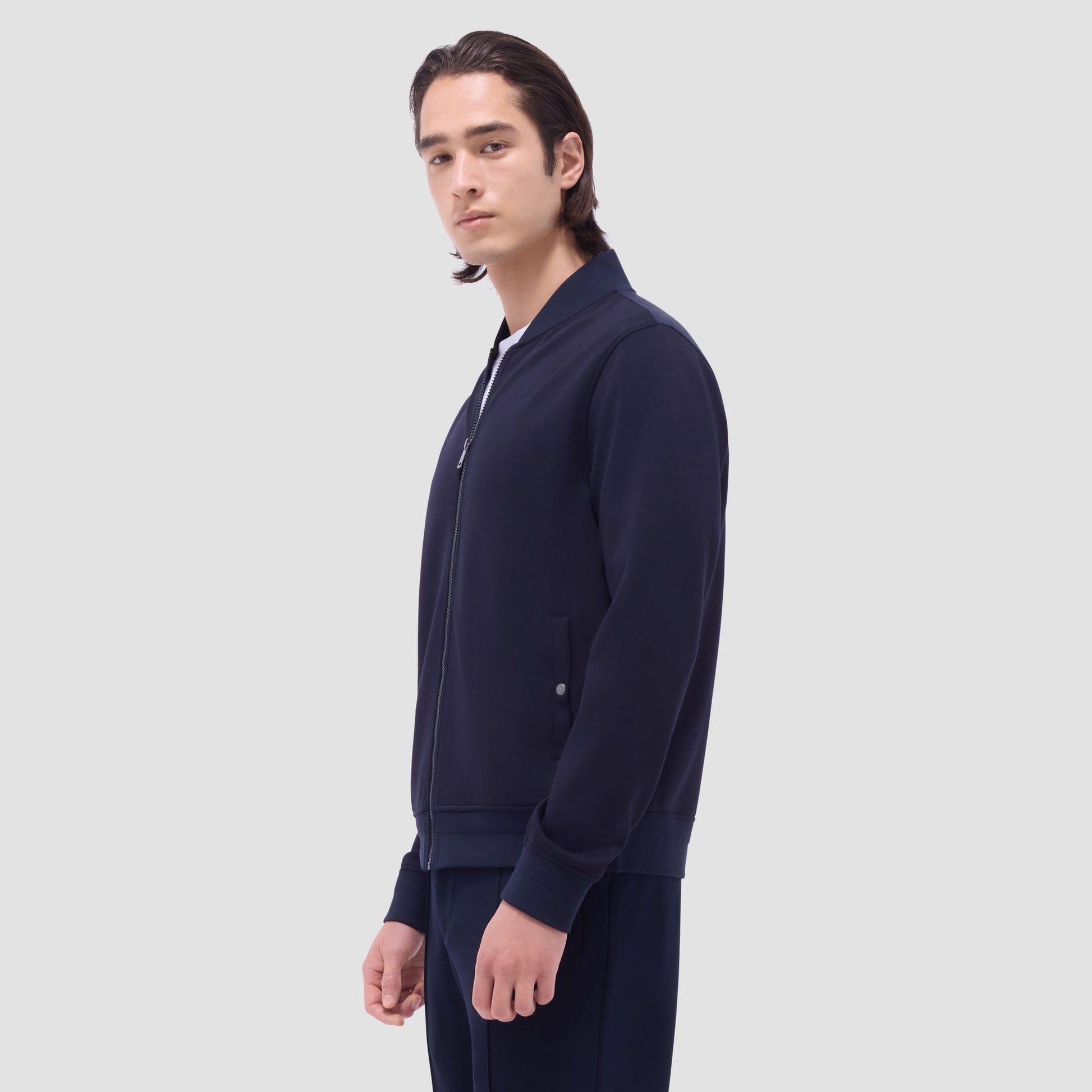 Bugatchi Soft Touch™ Solid Bomber Jacket Navy