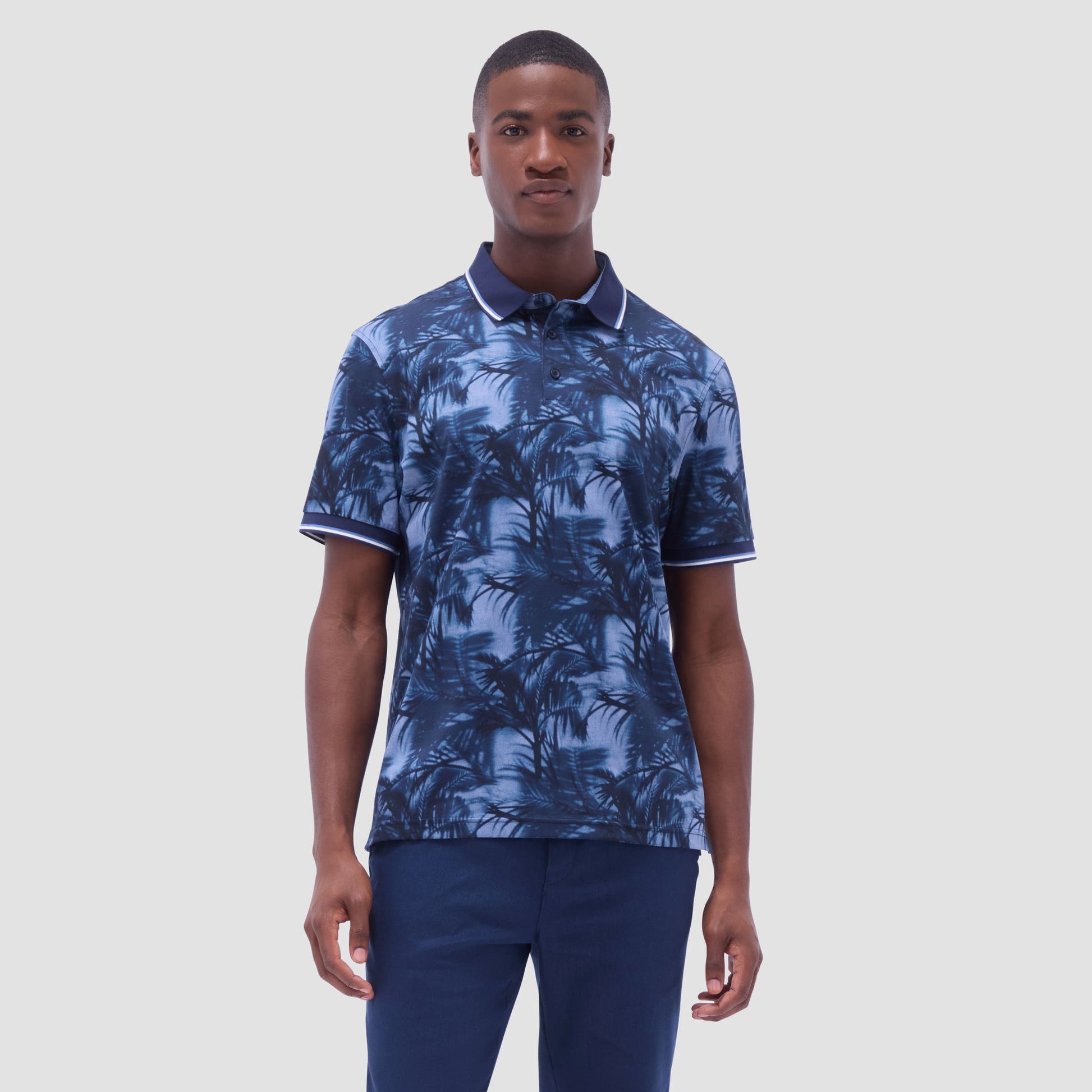 Bugatchi Indigo Palm Polo Shirt Indigo