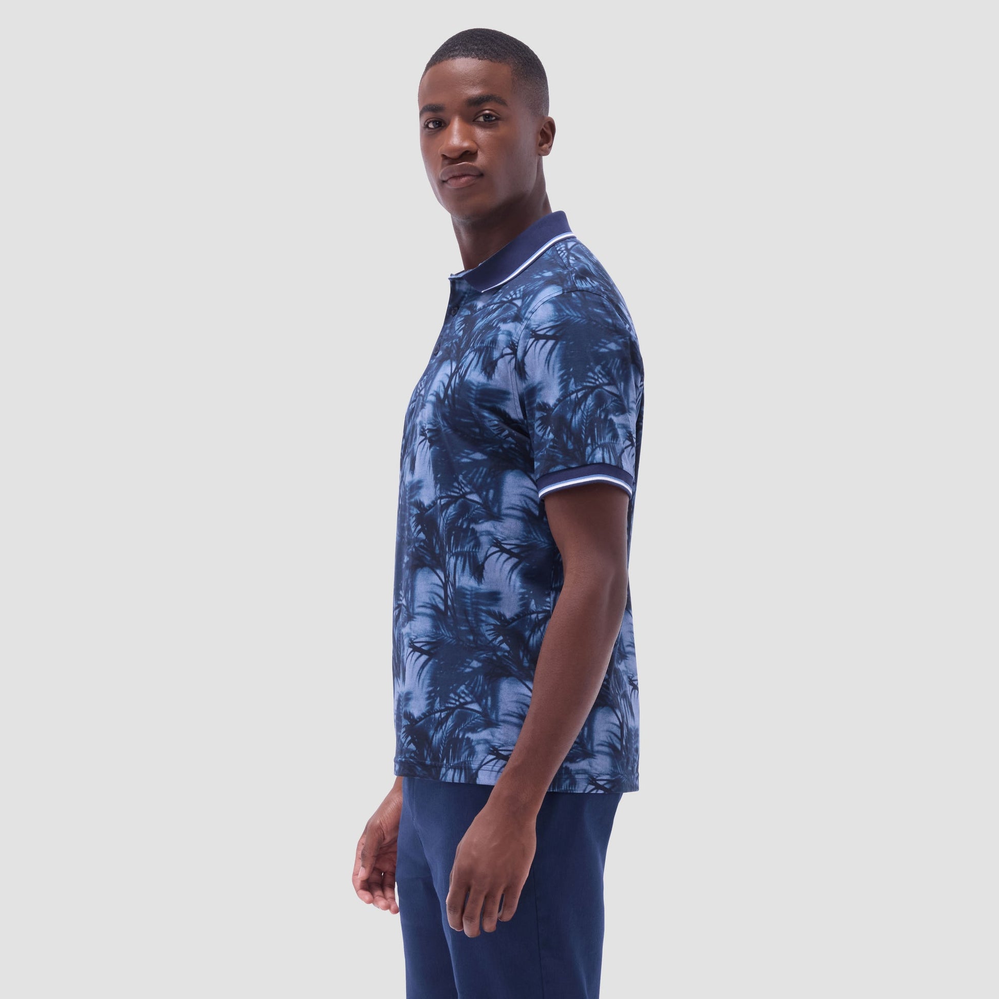 Bugatchi Indigo Palm Polo Shirt Indigo