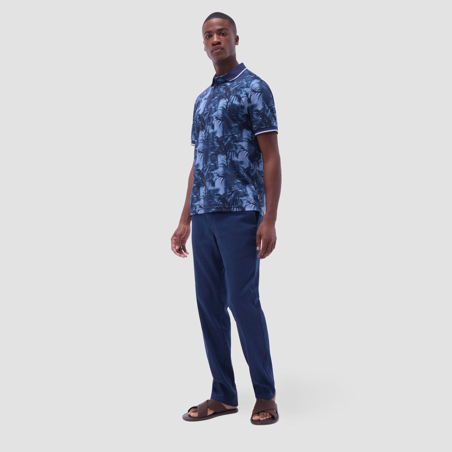 Bugatchi Indigo Palm Polo Shirt Indigo
