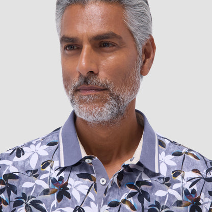 Bugatchi Floral Polo Shirt Peacock