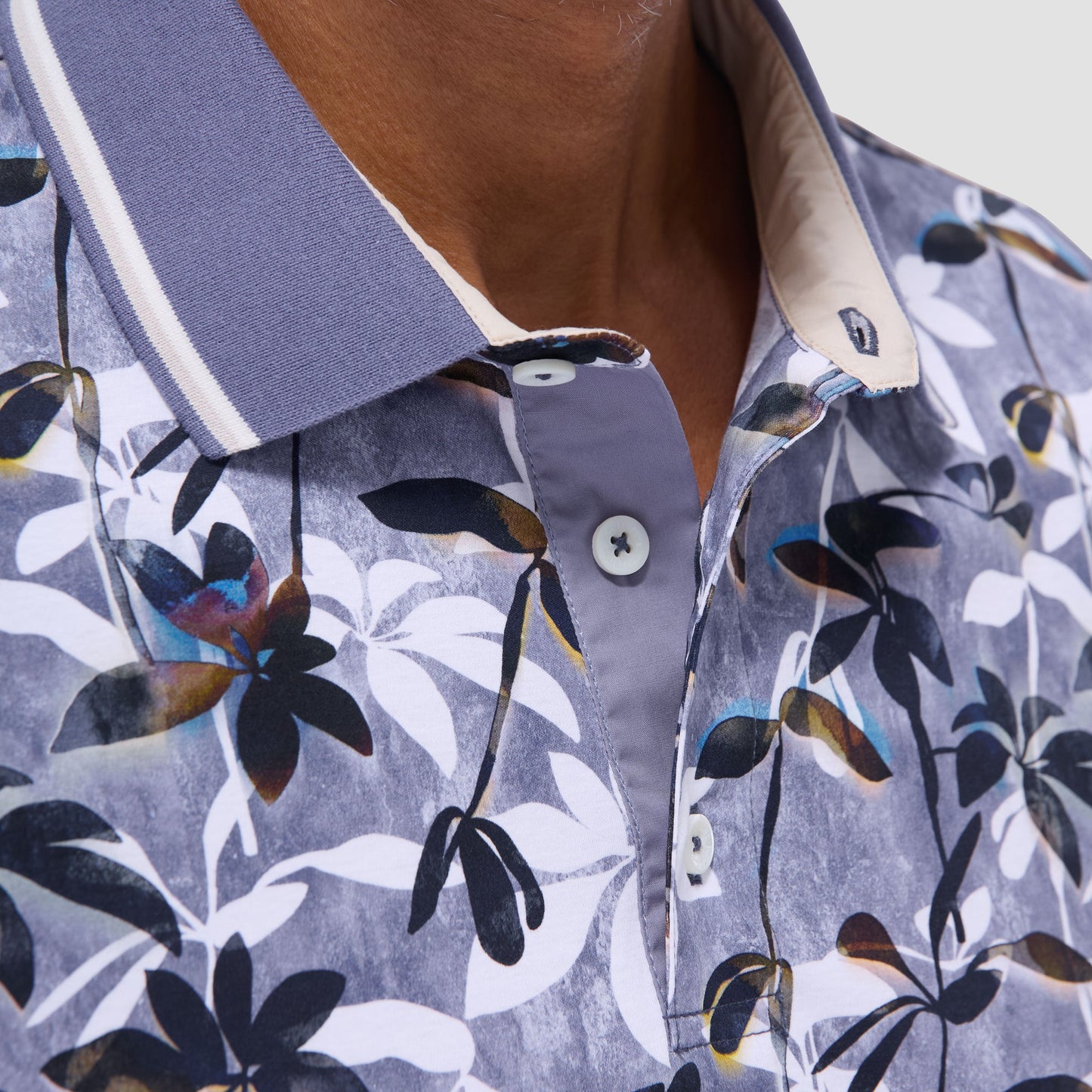 Bugatchi Floral Polo Shirt Peacock