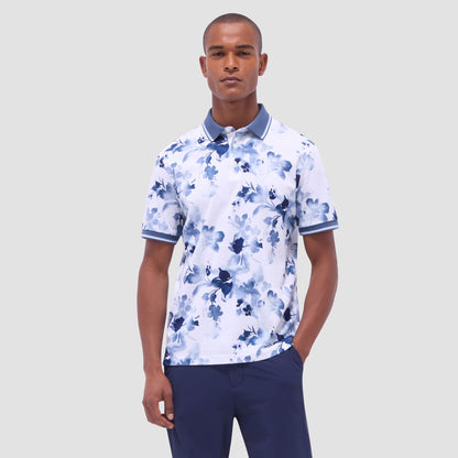 Bugatchi Watercolor Floral Polo Shirt Steel