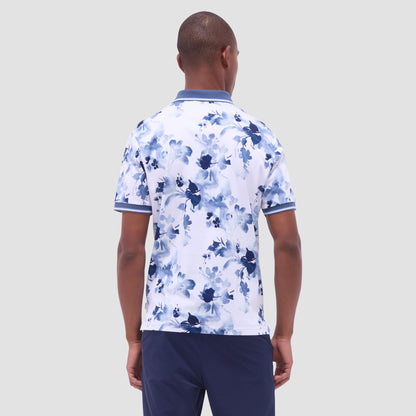 Bugatchi Watercolor Floral Polo Shirt Steel