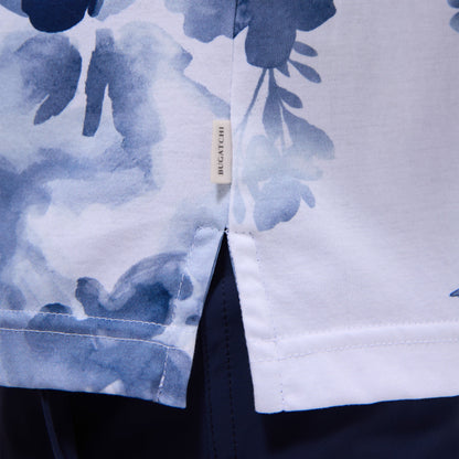 Bugatchi Watercolor Floral Polo Shirt Steel