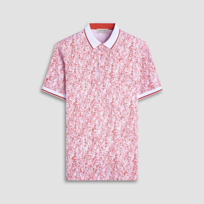 Bugatchi Leaf Print Polo Shirt Paprika