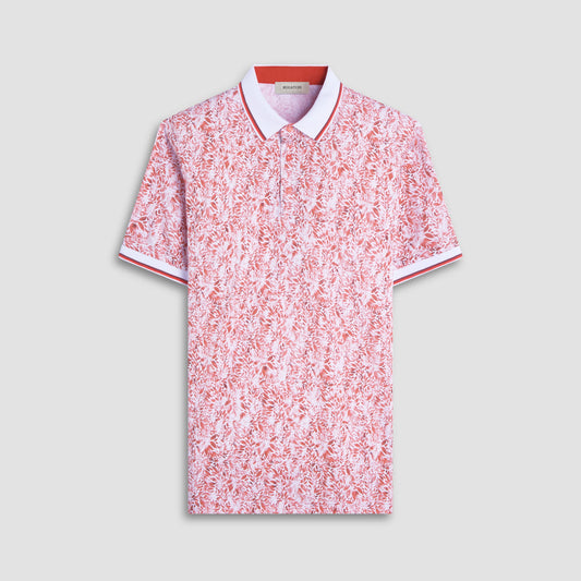 Bugatchi Leaf Print Polo Shirt Paprika