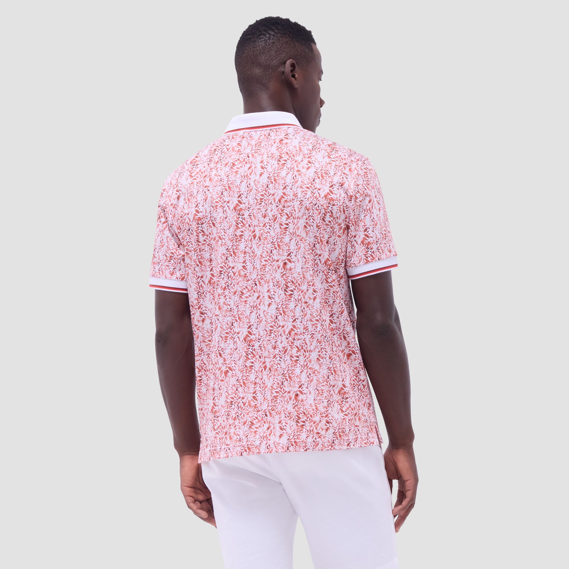 Bugatchi Leaf Print Polo Shirt Paprika