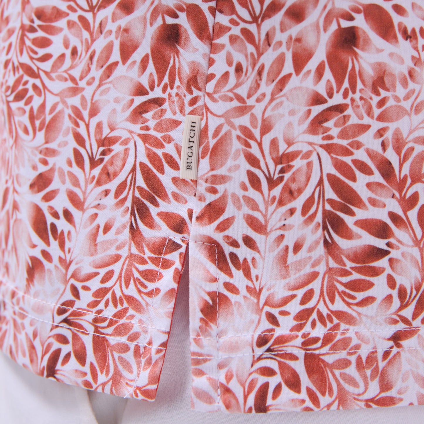 Bugatchi Leaf Print Polo Shirt Paprika