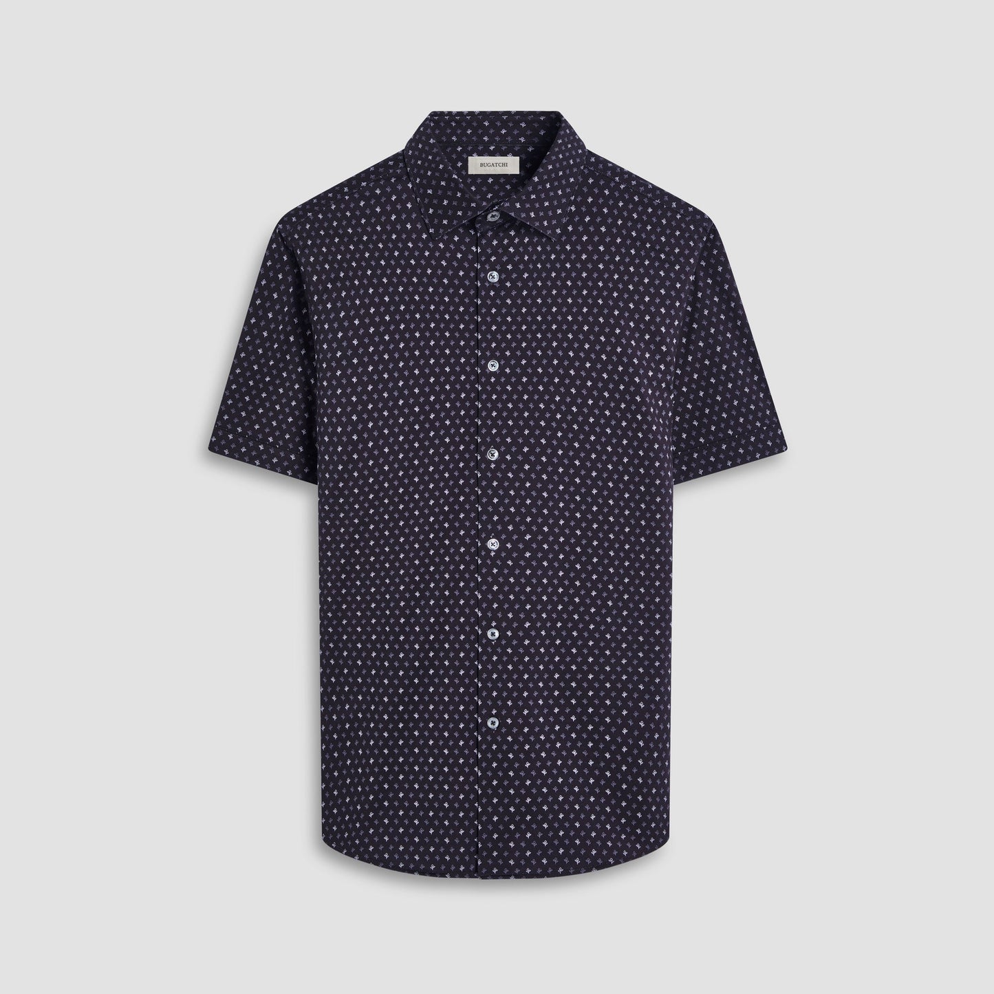 Bugatchi Miles Floral OoohCotton® Short-Sleeve Shirt Black