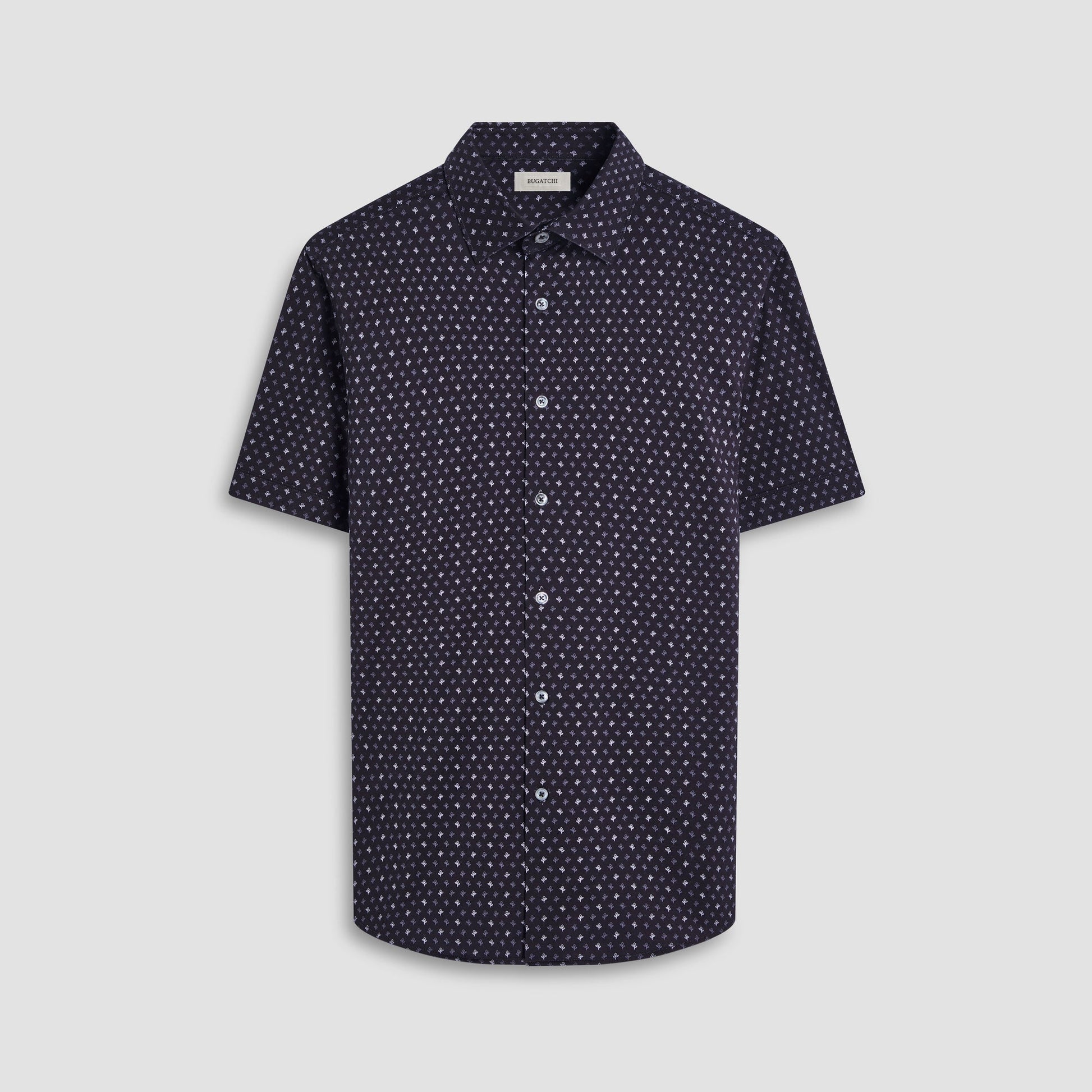 Bugatchi Miles Floral OoohCotton® Short-Sleeve Shirt Black