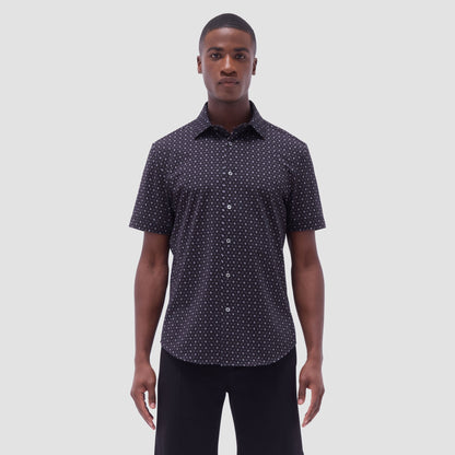 Bugatchi Miles Floral OoohCotton® Short-Sleeve Shirt Black