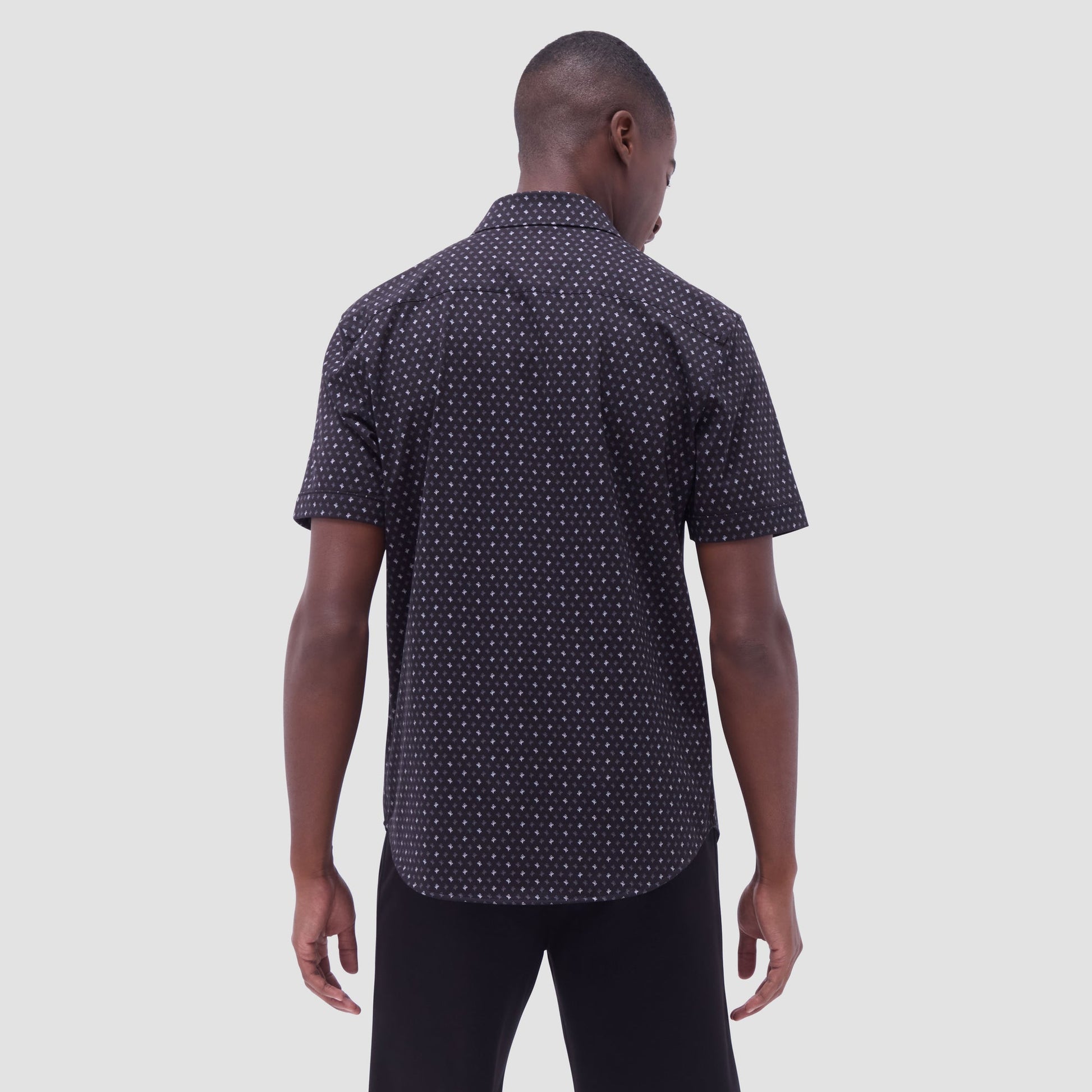 Bugatchi Miles Floral OoohCotton® Short-Sleeve Shirt Black