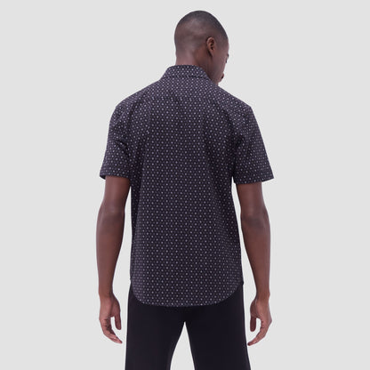 Bugatchi Miles Floral OoohCotton® Short-Sleeve Shirt Black
