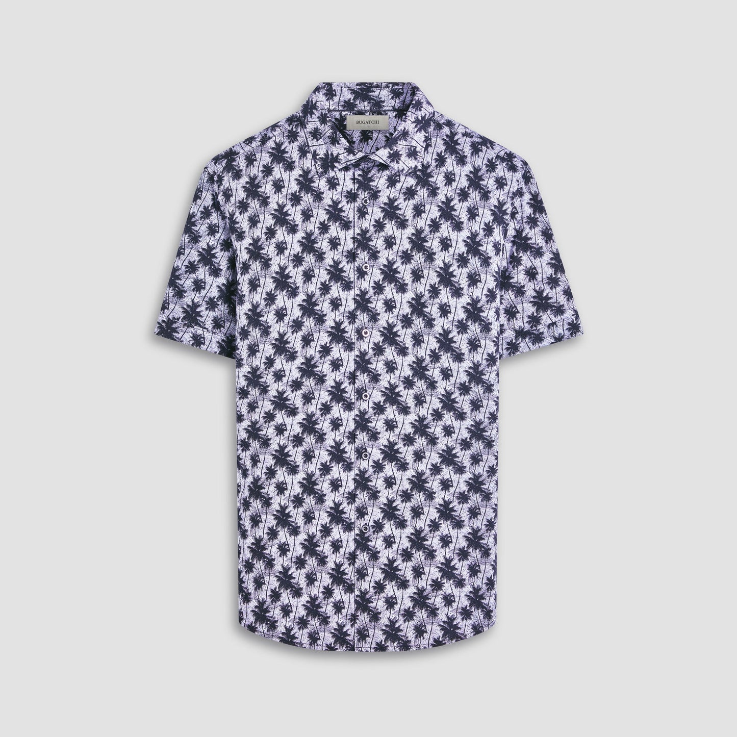 Bugatchi Miles Palm Tree OoohCotton® Short-Sleeve Shirt Black