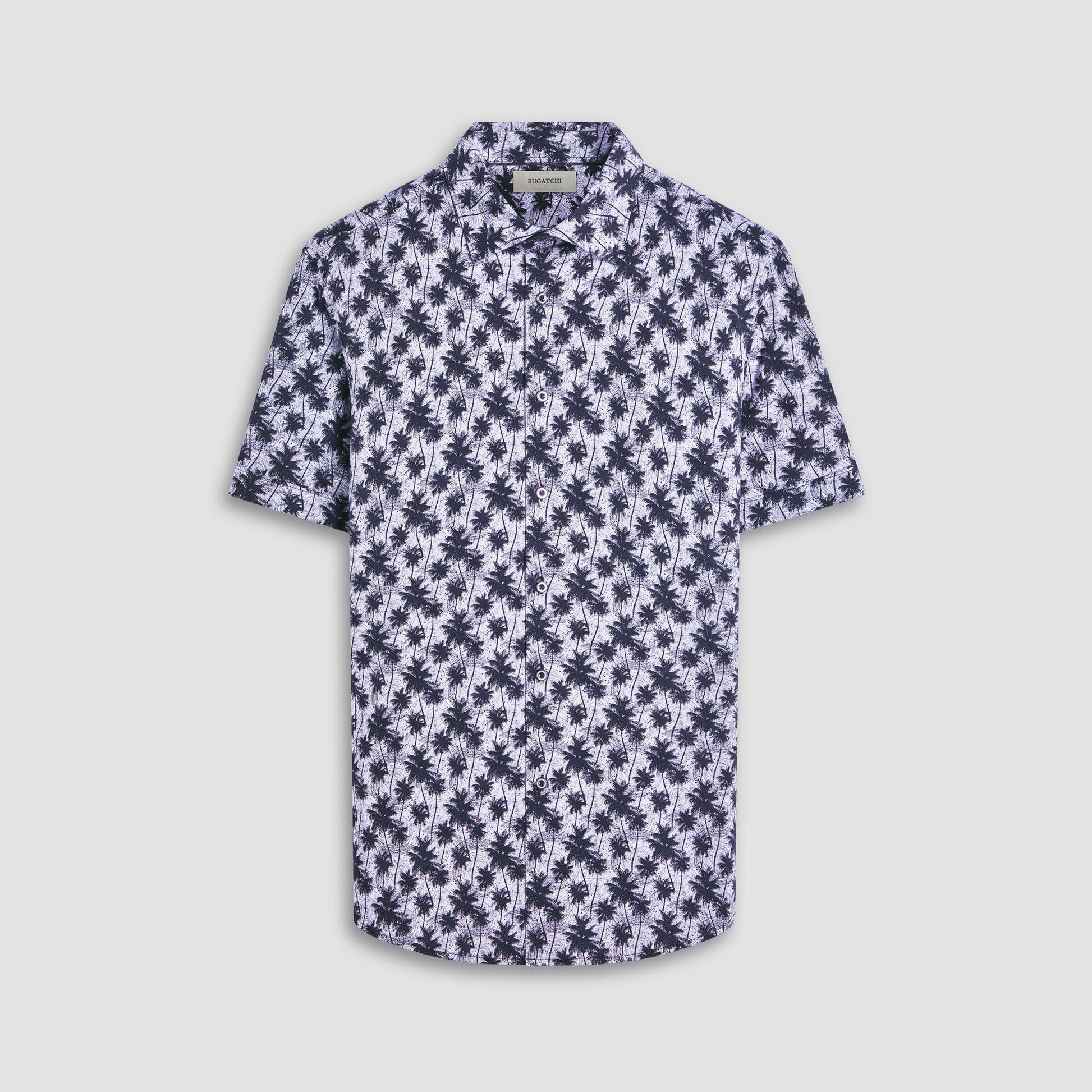 Bugatchi Miles Palm Tree OoohCotton® Short-Sleeve Shirt Black