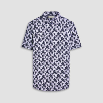 Bugatchi Miles Palm Tree OoohCotton® Short-Sleeve Shirt Black