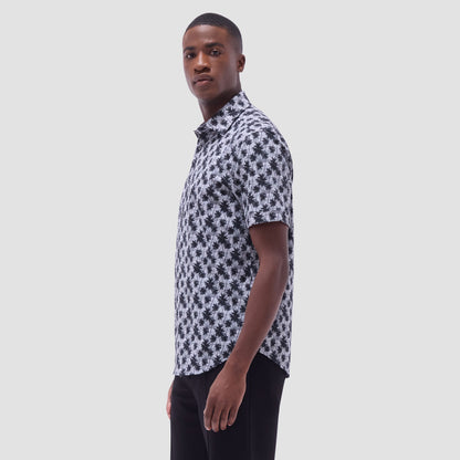 Bugatchi Miles Palm Tree OoohCotton® Short-Sleeve Shirt Black