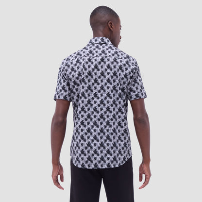 Bugatchi Miles Palm Tree OoohCotton® Short-Sleeve Shirt Black