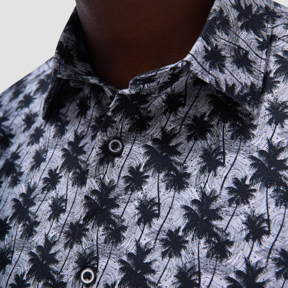 Bugatchi Miles Palm Tree OoohCotton® Short-Sleeve Shirt Black