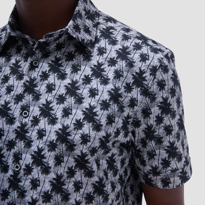 Bugatchi Miles Palm Tree OoohCotton® Short-Sleeve Shirt Black