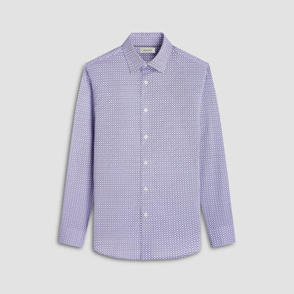 Bugatchi Jules Geometric OoohCotton® Shirt Platinum