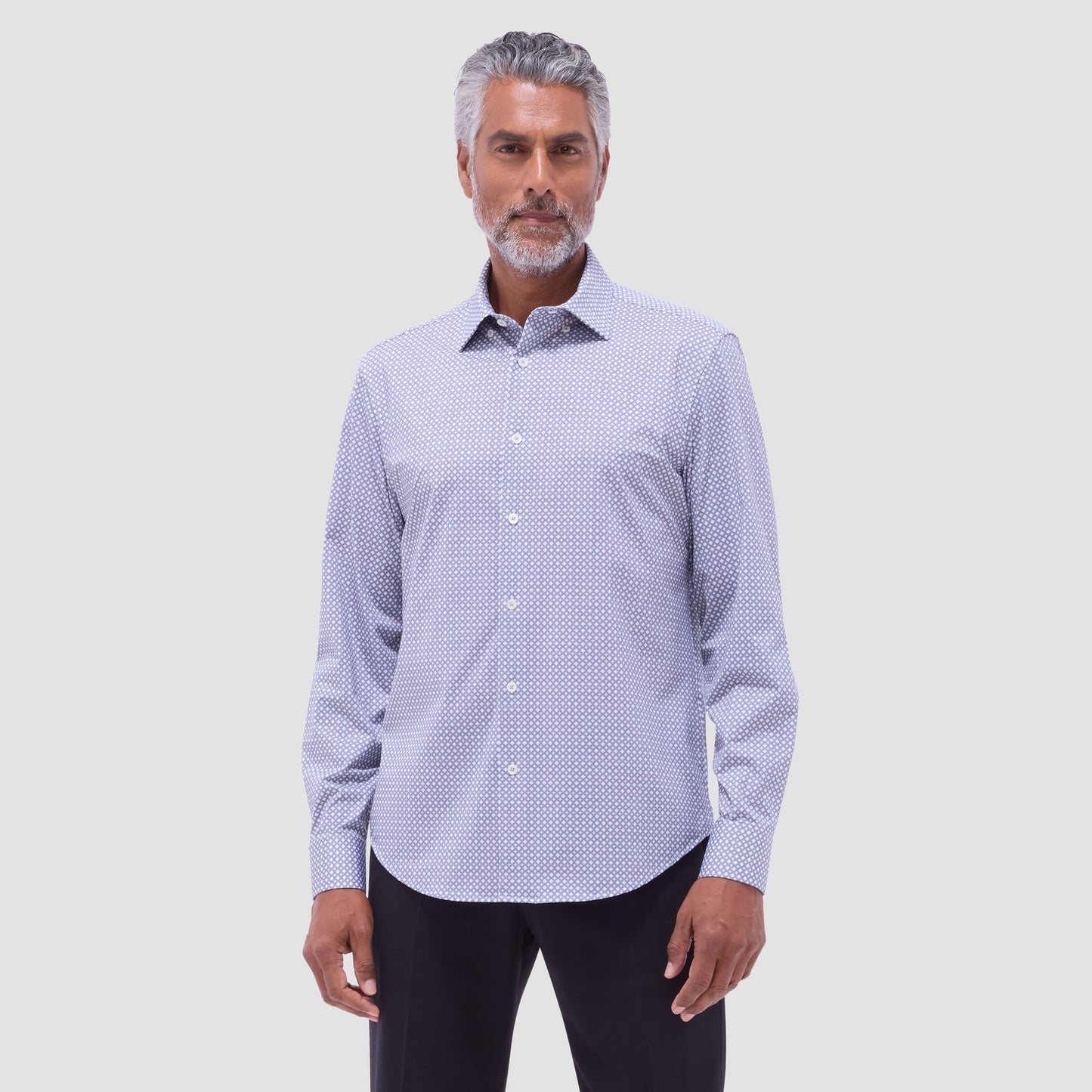 Bugatchi Jules Geometric OoohCotton® Shirt Platinum