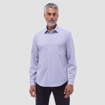 Bugatchi Jules Geometric OoohCotton® Shirt Platinum