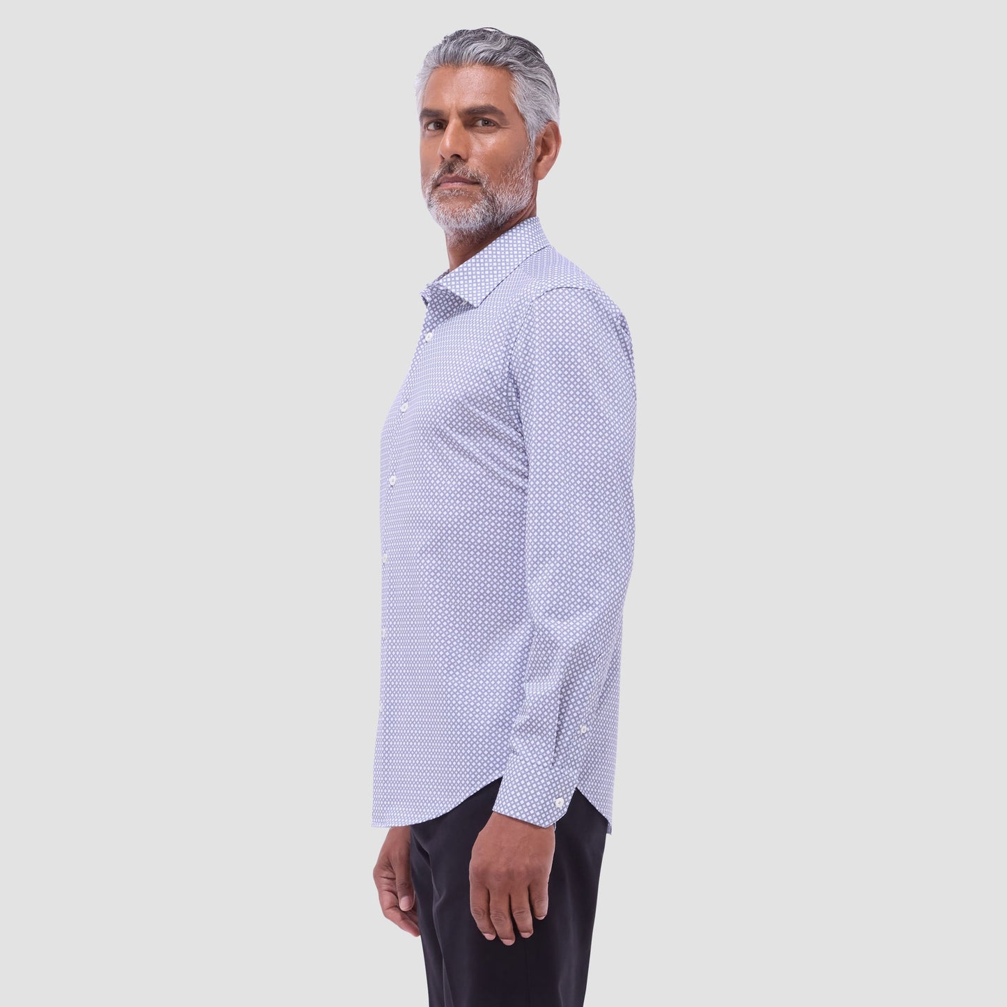 Bugatchi Jules Geometric OoohCotton® Shirt Platinum