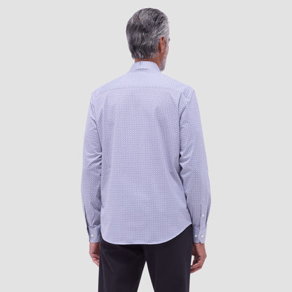 Bugatchi Jules Geometric OoohCotton® Shirt Platinum