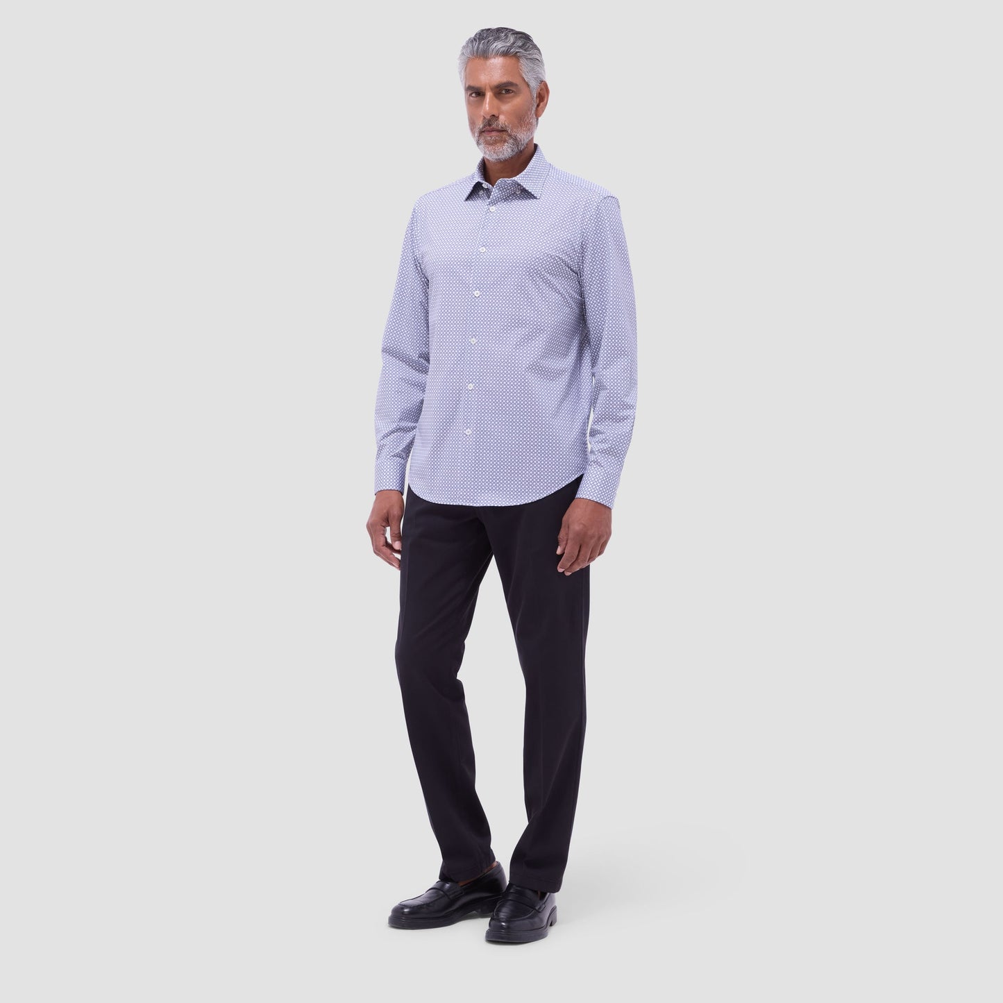 Bugatchi Jules Geometric OoohCotton® Shirt Platinum