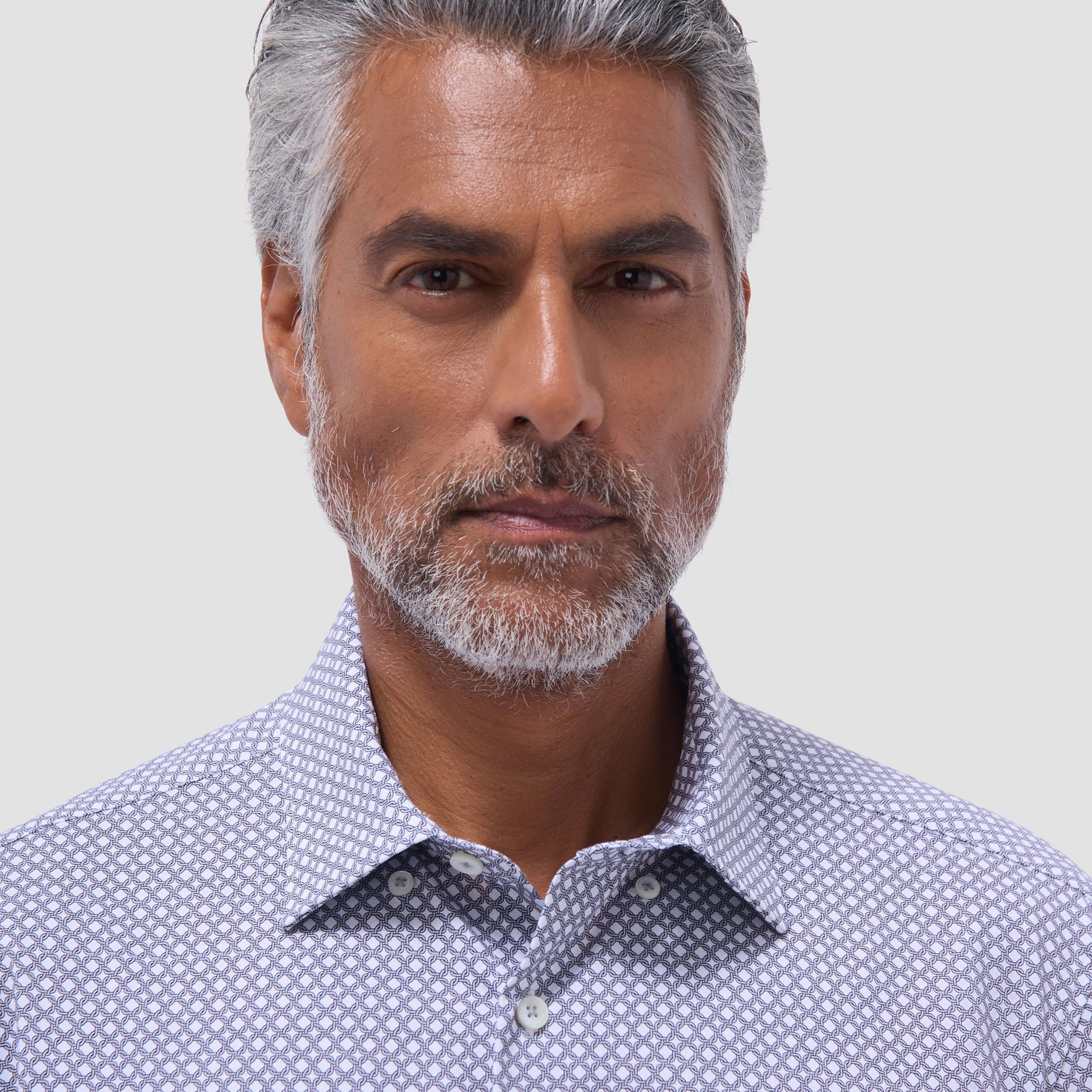 Bugatchi Jules Geometric OoohCotton® Shirt Platinum