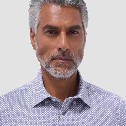 Bugatchi Jules Geometric OoohCotton® Shirt Platinum