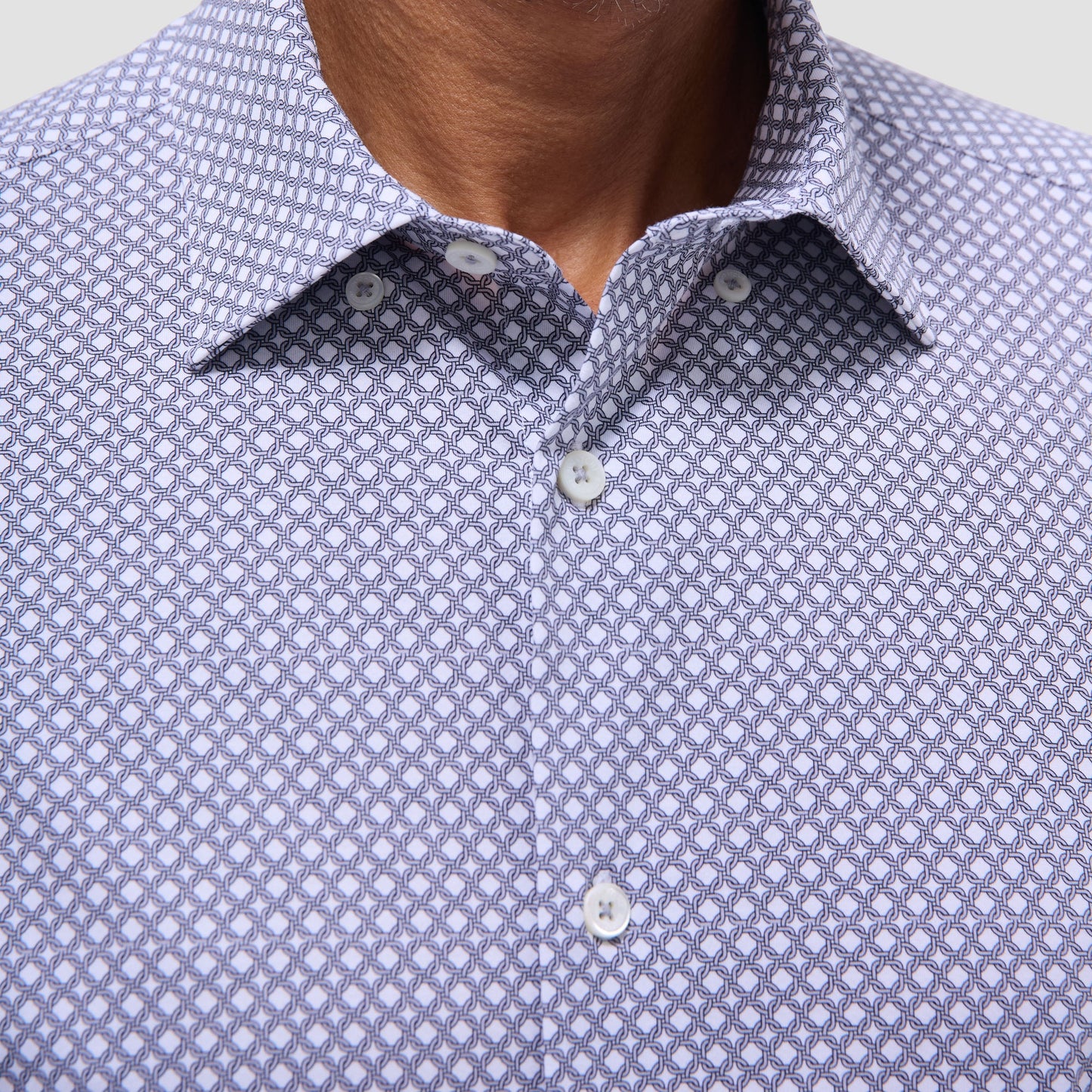 Bugatchi Jules Geometric OoohCotton® Shirt Platinum
