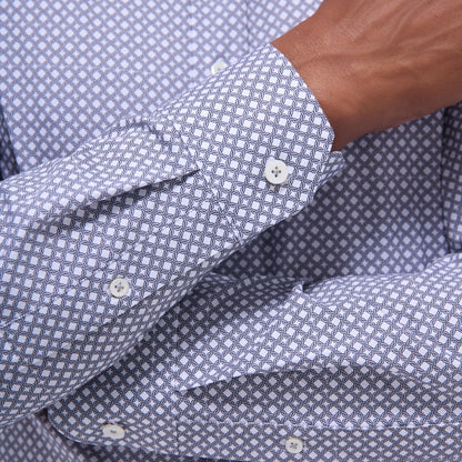 Bugatchi Jules Geometric OoohCotton® Shirt Platinum