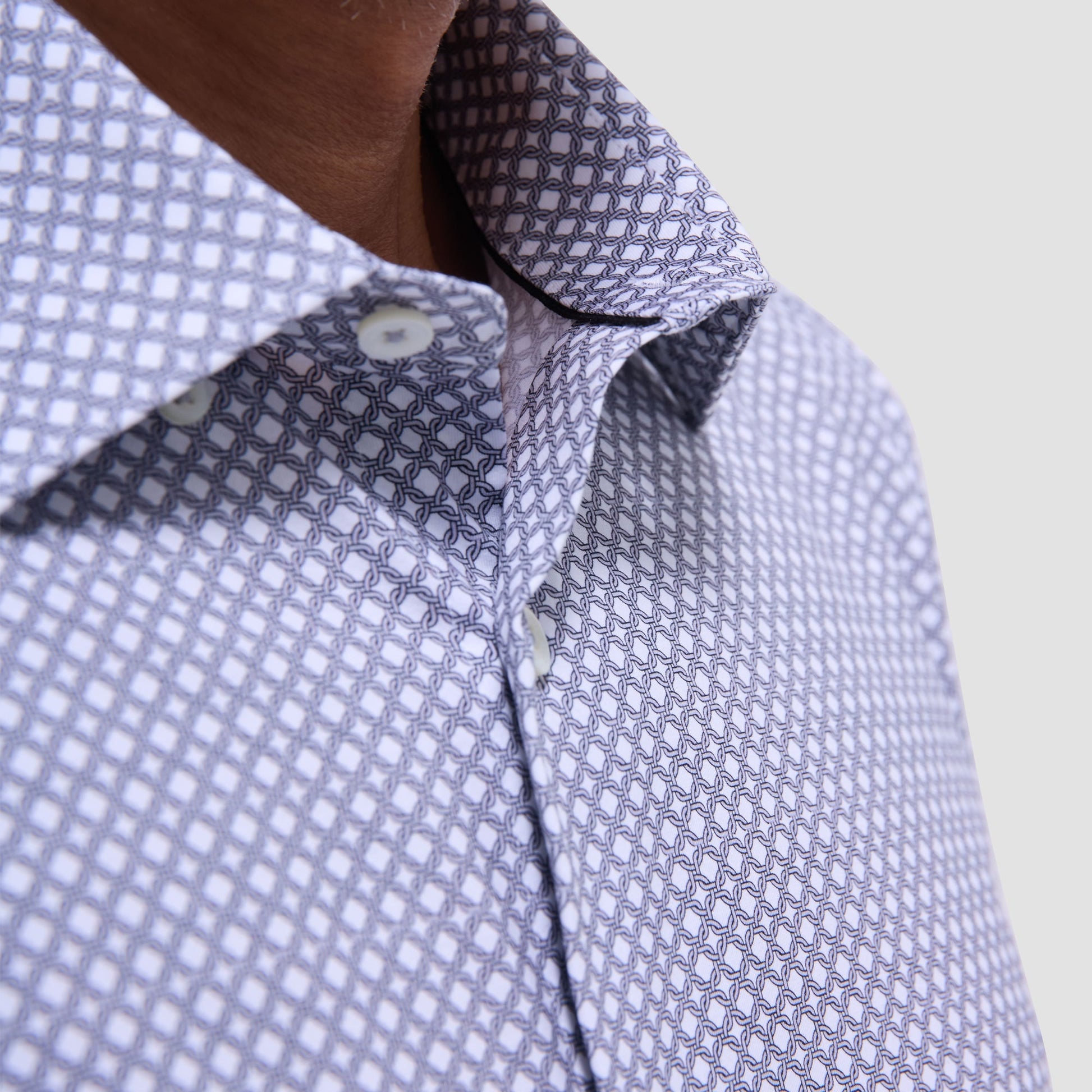 Bugatchi Jules Geometric OoohCotton® Shirt Platinum