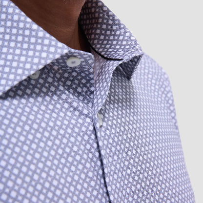 Bugatchi Jules Geometric OoohCotton® Shirt Platinum